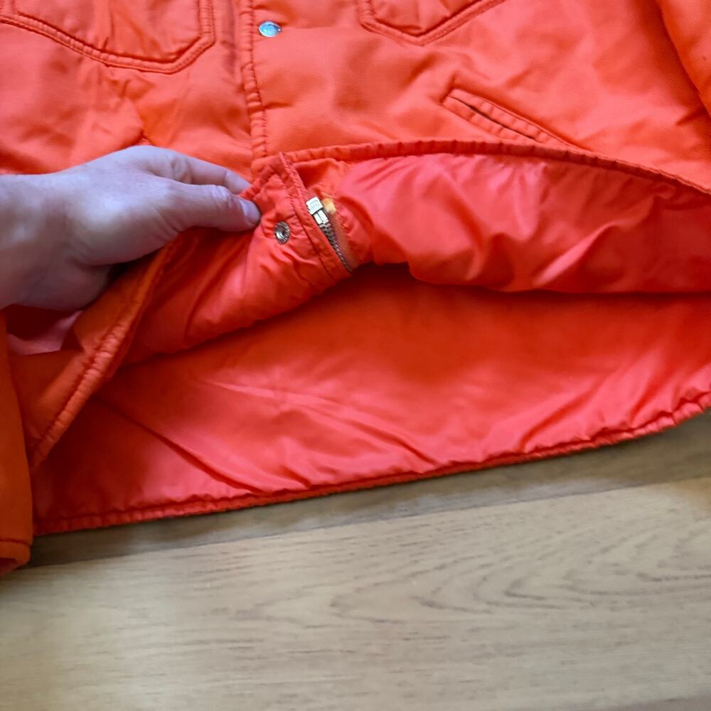 Vintage 1980's Roffe Orange Yellow Snap Puffer Retro Bright Ski Jacket Sz Medium - Picture 4 of 10